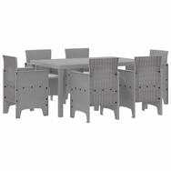 vidaXL Gartenlounge-Set Garten Essgruppe 7 stk. Hellgrau Polt Rattan, (7-tlg)