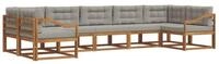 vidaXL Gartenlounge-Set Outdoor-Sofagarnitur 7 stk. Nat&uuml;rlich und Hellgrau,...