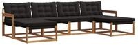 vidaXL Gartenlounge-Set Outdoor-Sofagarnitur 6 stk. Nat&uuml;rlich und Schwarz,...