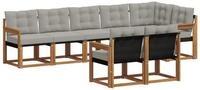 vidaXL Gartenlounge-Set Outdoor-Sofagarnitur 8 stk. Nat&uuml;rlich und Hellgrau,...