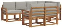 vidaXL Gartenlounge-Set Outdoor-Sofagarnitur 7 stk. Nat&uuml;rlich und Hellgrau,...