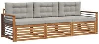 vidaXL Gartenlounge-Set Outdoor-Sofagarnitur 3 stk. Nat&uuml;rlich und Hellgrau,...