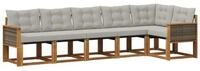 vidaXL Gartenlounge-Set Outdoor-Sofagarnitur 6 stk. Nat&uuml;rlich und Hellgrau,...