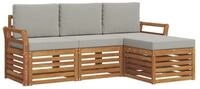 vidaXL Gartenlounge-Set Outdoor-Sofagarnitur 4 stk. Nat&uuml;rlich und Hellgrau,...