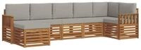 vidaXL Gartenlounge-Set Outdoor-Sofagarnitur 7 stk. Nat&uuml;rlich und Hellgrau,...
