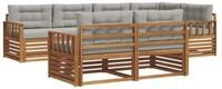 vidaXL Gartenlounge-Set Outdoor-Sofagarnitur 7 stk. Nat&uuml;rlich und Hellgrau,...