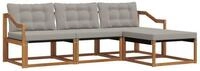 vidaXL Gartenlounge-Set Outdoor-Sofagarnitur 4 stk. Nat&uuml;rlich und Hellgrau,...