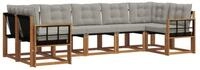 vidaXL Gartenlounge-Set Outdoor-Sofagarnitur 7 stk. Nat&uuml;rlich und Hellgrau,...