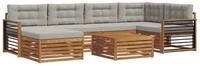 vidaXL Gartenlounge-Set Outdoor-Sofagarnitur 7 stk. Nat&uuml;rlich und Hellgrau,...