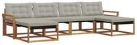 vidaXL Gartenlounge-Set Outdoor-Sofagarnitur 6 stk. Nat&uuml;rlich und Hellgrau,...