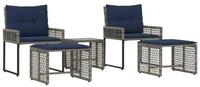 vidaXL Gartenlounge-Set Gartenm&ouml;bel-Set 5 stk. Grau und Marineblau, (5-tlg)