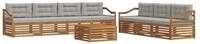 vidaXL Gartenlounge-Set Outdoor-Sofagarnitur 8 stk. Nat&uuml;rlich und Hellgrau,...
