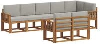vidaXL Gartenlounge-Set Outdoor-Sofagarnitur 8 stk. Nat&uuml;rlich und Hellgrau,...