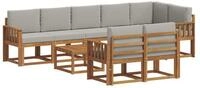 vidaXL Gartenlounge-Set Outdoor-Sofagarnitur 9 stk. Nat&uuml;rlich und Hellgrau,...
