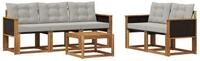 vidaXL Gartenlounge-Set Outdoor-Sofagarnitur 6 stk. Nat&uuml;rlich und Hellgrau,...