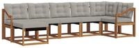 vidaXL Gartenlounge-Set Outdoor-Sofagarnitur 7 stk. Nat&uuml;rlich und Hellgrau,...
