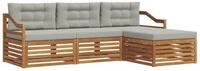 vidaXL Gartenlounge-Set Outdoor-Sofagarnitur 4 stk. Nat&uuml;rlich und Hellgrau,...