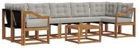 vidaXL Gartenlounge-Set Outdoor-Sofagarnitur 8 stk. Nat&uuml;rlich und Hellgrau,...
