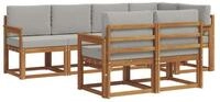 vidaXL Gartenlounge-Set Outdoor-Sofagarnitur 7 stk. Nat&uuml;rlich und Hellgrau,...