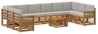 vidaXL Gartenlounge-Set Outdoor-Sofagarnitur 8 stk. Nat&uuml;rlich und Hellgrau,...