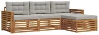 vidaXL Gartenlounge-Set Outdoor-Sofagarnitur 4 stk. Nat&uuml;rlich und Hellgrau,...