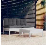 vidaXL Loungeset vidaXL 3-tlg. Garten-Lounge-Set mit Anthrazit Kissen...