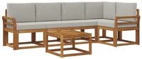 vidaXL Gartenlounge-Set Outdoor-Sofagarnitur 6 stk. Nat&uuml;rlich und Hellgrau,...