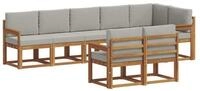 vidaXL Gartenlounge-Set Outdoor-Sofagarnitur 8 stk. Nat&uuml;rlich und Hellgrau,...