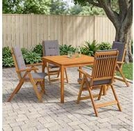 vidaXL Gartenlounge-Set vidaXL 5-teiliges Garten-Esszimmer-Set Natur Massivholz