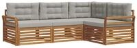 vidaXL Gartenlounge-Set Outdoor-Sofagarnitur 4 stk. Nat&uuml;rlich und Hellgrau,...