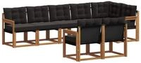 vidaXL Gartenlounge-Set Outdoor-Sofagarnitur 8 stk. Nat&uuml;rlich und Schwarz,...