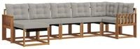 vidaXL Gartenlounge-Set Outdoor-Sofagarnitur 7 stk. Nat&uuml;rlich und Hellgrau,...