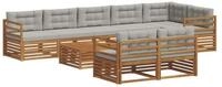 vidaXL Gartenlounge-Set Outdoor-Sofagarnitur 9 stk. Nat&uuml;rlich und Hellgrau,...