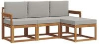 vidaXL Gartenlounge-Set Outdoor-Sofagarnitur 4 stk. Nat&uuml;rlich und Hellgrau,...
