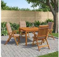 vidaXL Gartenlounge-Set vidaXL 5-teiliges Garten-Esszimmer-Set Natur Massivholz
