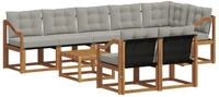 vidaXL Gartenlounge-Set Outdoor-Sofagarnitur 9 stk. Nat&uuml;rlich und Hellgrau,...