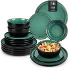 LuxusKollektion Tafelservice Geschirrset Steingut 6 Personen Gr&uuml;n 18 Teile Set...