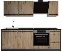 Vicco K&uuml;chenzeile R-Line, Artisan-Eiche/Anthrazit, 220 cm, AP Anthrazit
