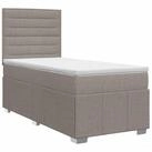 vidaXL Bett Boxspringbett mit Matratze Taupe 100 x 200 cm Stoff (1-tlg)