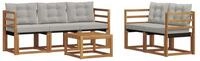 vidaXL Gartenlounge-Set Outdoor-Sofagarnitur 6 stk. Nat&uuml;rlich und Hellgrau,...