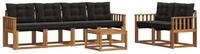 vidaXL Gartenlounge-Set Outdoor-Sofagarnitur 7 stk. Nat&uuml;rlich und Schwarz,...