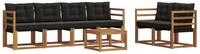 vidaXL Gartenlounge-Set Outdoor-Sofagarnitur 7 stk. Nat&uuml;rlich und Schwarz,...