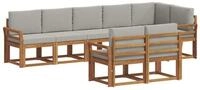 vidaXL Gartenlounge-Set Outdoor-Sofagarnitur 8 stk. Nat&uuml;rlich und Hellgrau,...
