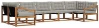 vidaXL Gartenlounge-Set Outdoor-Sofagarnitur 7 stk. Nat&uuml;rlich und Hellgrau,...