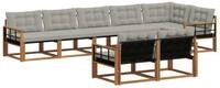 vidaXL Gartenlounge-Set Outdoor-Sofagarnitur 8 stk. Nat&uuml;rlich und Hellgrau,...