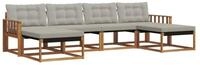 vidaXL Gartenlounge-Set Outdoor-Sofagarnitur 6 stk. Nat&uuml;rlich und Hellgrau,...