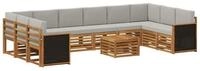 vidaXL Gartenlounge-Set Outdoor-Sofagarnitur 8 stk. Nat&uuml;rlich und Hellgrau,...