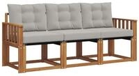 vidaXL Gartenlounge-Set Outdoor-Sofagarnitur 3 stk. Nat&uuml;rlich und Hellgrau,...