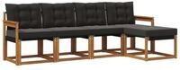 vidaXL Gartenlounge-Set Outdoor-Sofagarnitur 5 stk. Nat&uuml;rlich und Schwarz,...