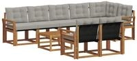 vidaXL Gartenlounge-Set Outdoor-Sofagarnitur 9 stk. Nat&uuml;rlich und Hellgrau,...